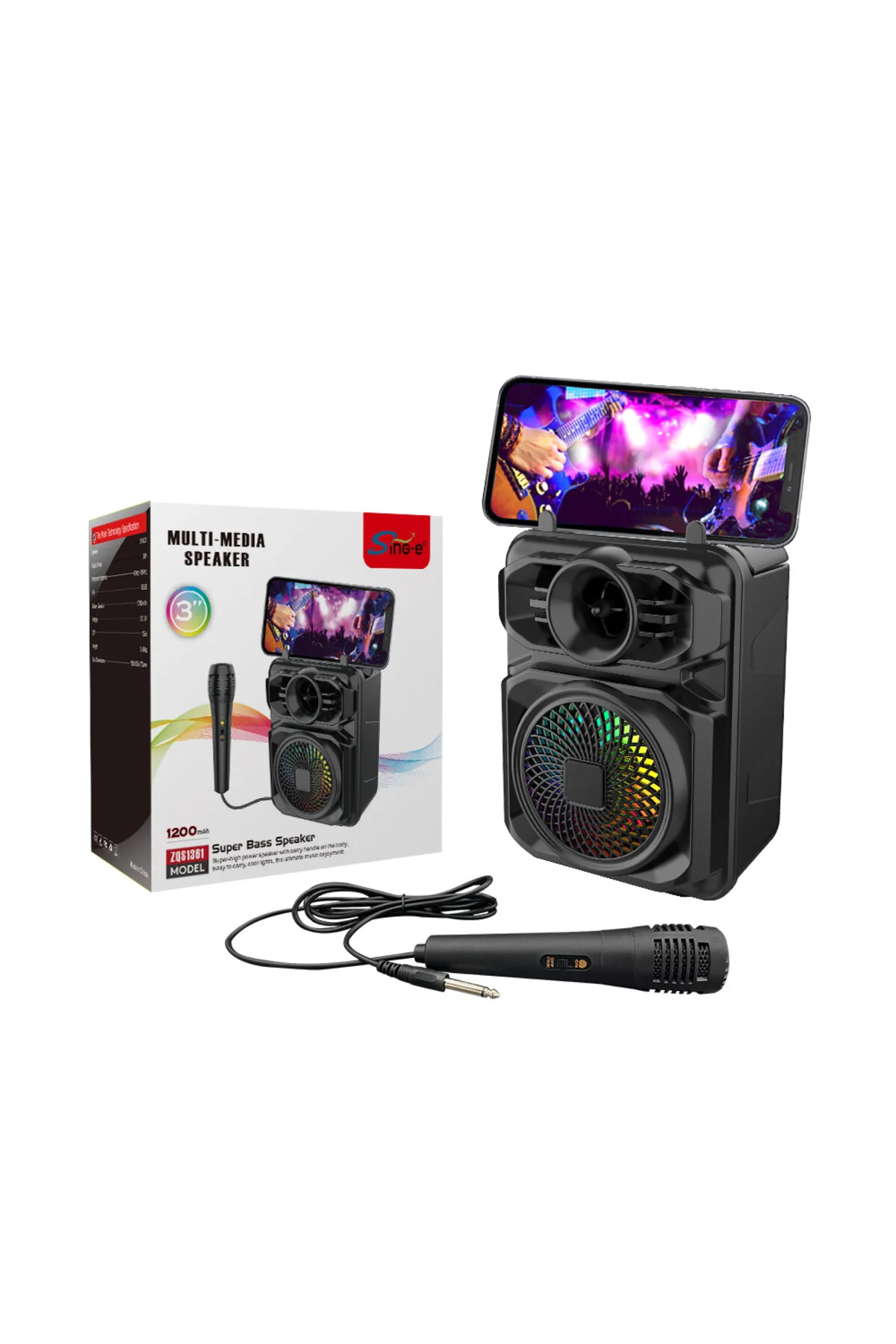 Rgb Iışıklı Mikrofonlu Bluetooth Hoperlör Speaker Telefon Standlı